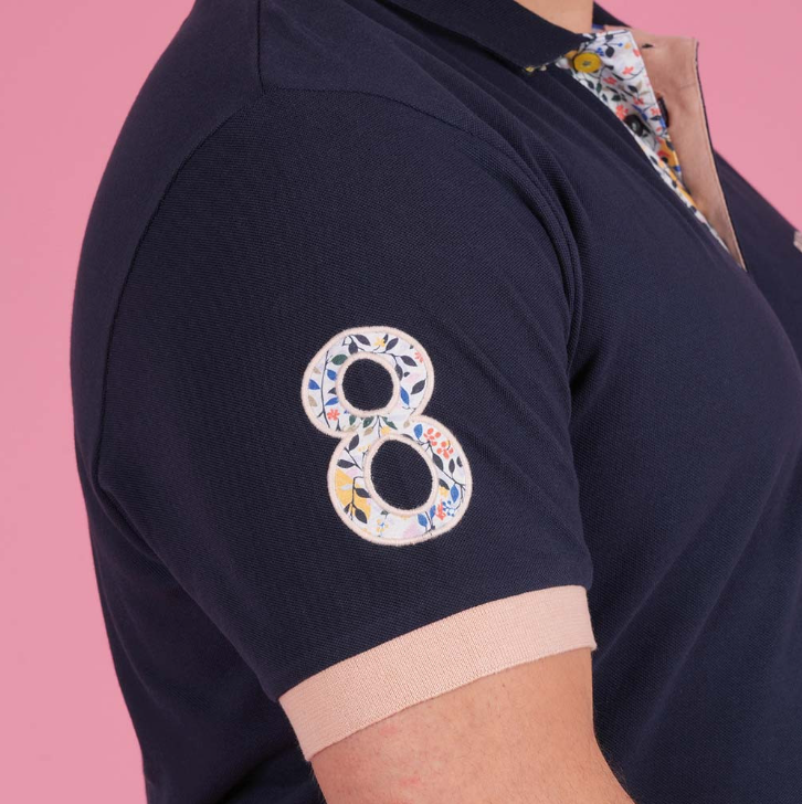 Polo manches courtes Ruckfield bleu marine, collection Flowers of Rugby