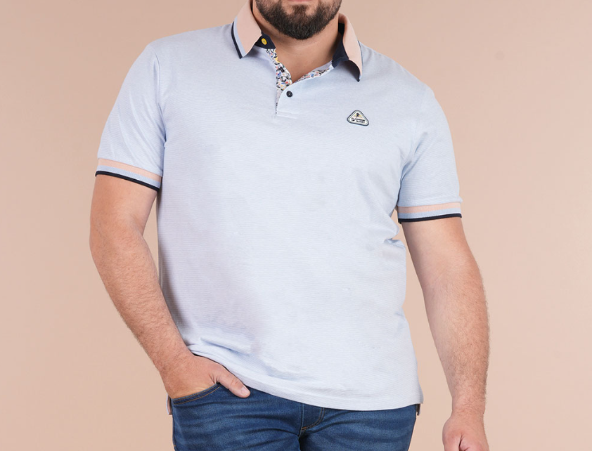 Polo manches courtes Ruckfield bleu clair, collection Flowers of Rugby
