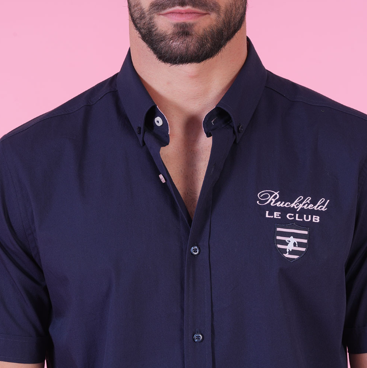 Chemise manches courtes Ruckfield bleu marine, collection Le Club