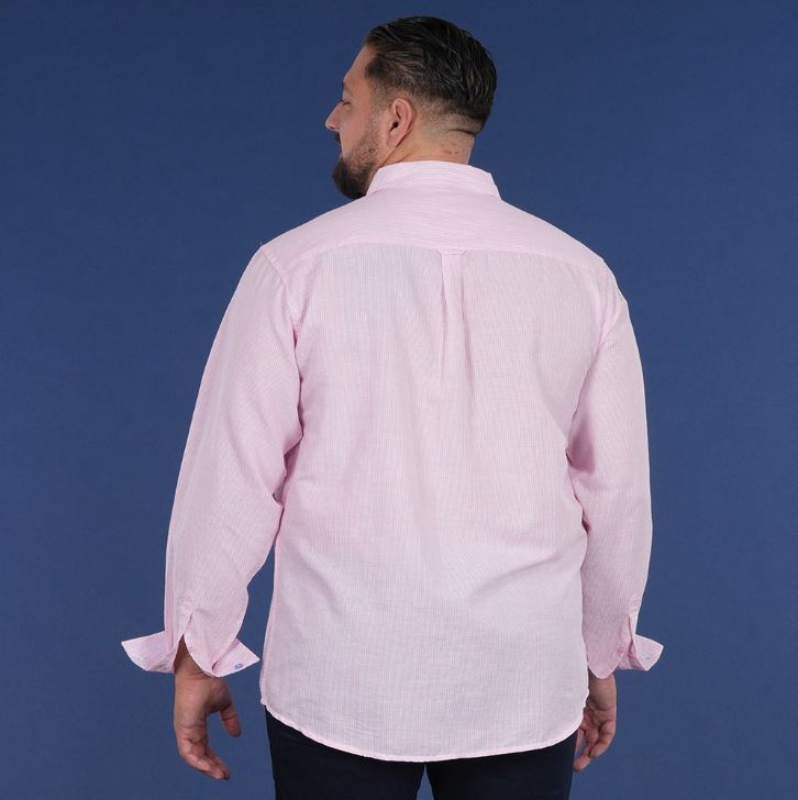 Chemise manches longues Ruckfield rose et blanche à rayures