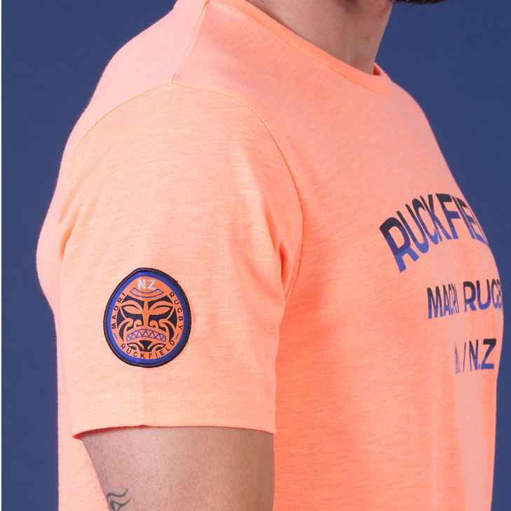 T-shirt manches courtes Ruckfield orange vif, collection Maori
