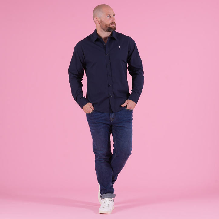 Chemise no-iron manches longues Ruckfield essentiel bleu marine