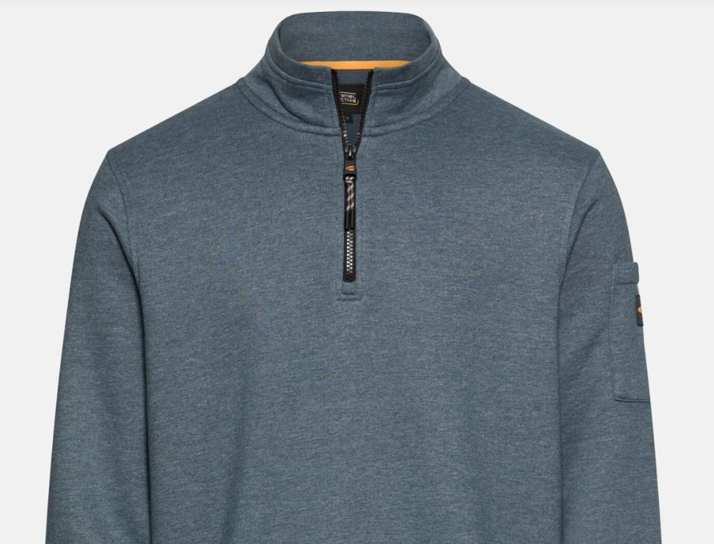 Sweat-shirt bleu chiné Camel Active col roulé zippé