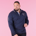 Polo manches longues Ruckfield Members bleu chiné pour homme