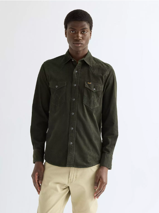 Chemise Wrangler en velours côtelé vert foncé