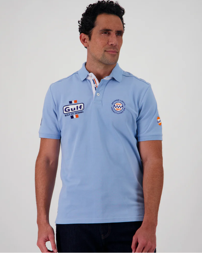 Polo homme Gulf Bold Classic en piqué de coton, bleu clair