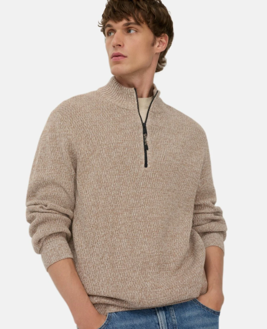 Pull maille col zippé Camel Active pour homme