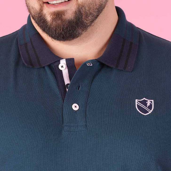 Polo manches longues Ruckfield Members bleu pétrole pour homme