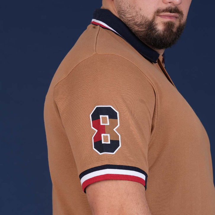 Polo manches courtes beige foncé Ruckfield French Rugby Club