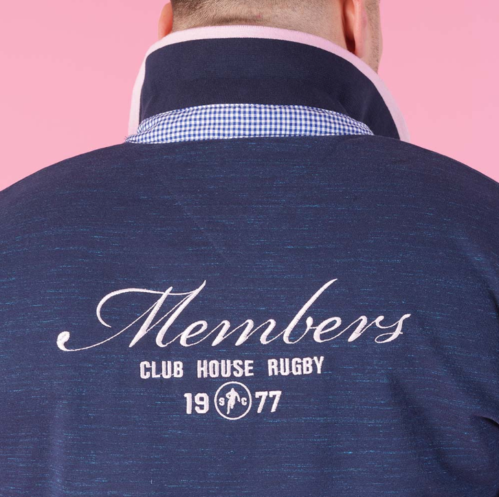 Polo manches longues Ruckfield Members bleu chiné pour homme