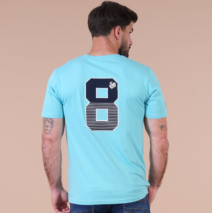 T-shirt manches courtes Ruckfield French Rugby Club bleu turquoise