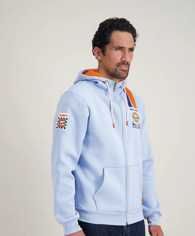 Sweat zippé à capuche homme Gulf, bleu clair