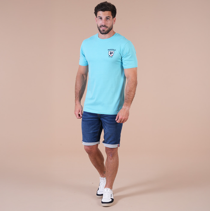 T-shirt manches courtes Ruckfield French Rugby Club bleu turquoise