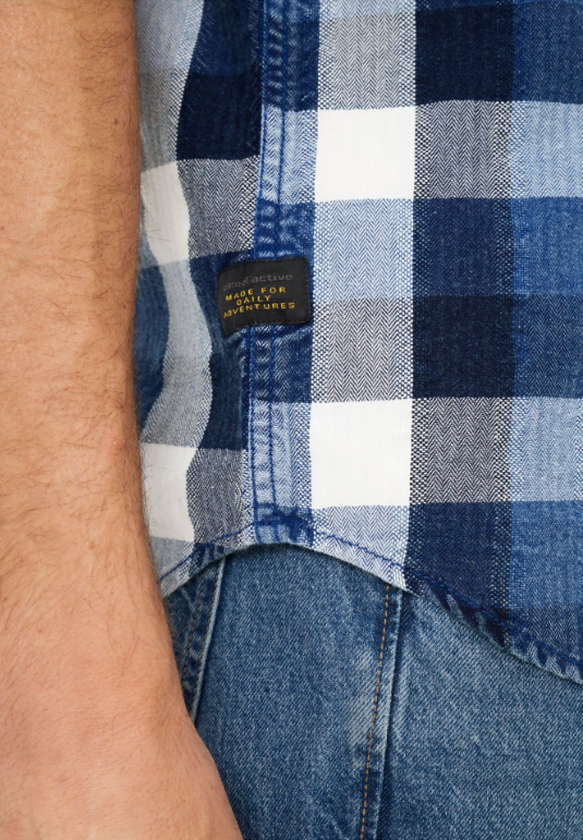 Chemise manches courtes Camel Active à carreaux bleu