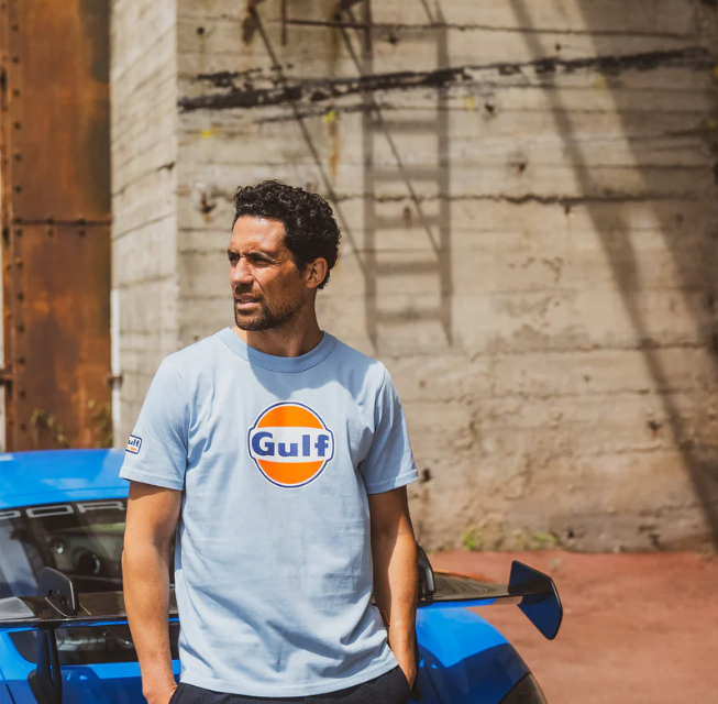 T-shirt homme Gulf Logo en coton, bleu clair