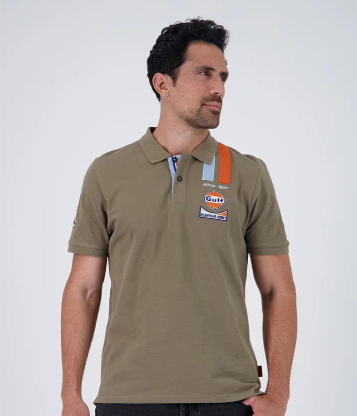 Polo homme Gulf Legend en coton, vert olive