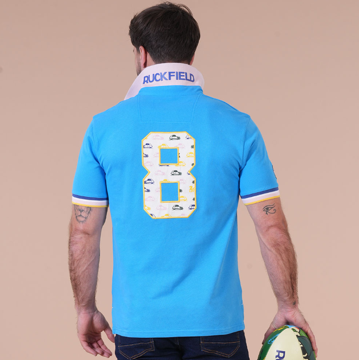 Polo bleu turquoise manches courtes Ruckfield x 2CV