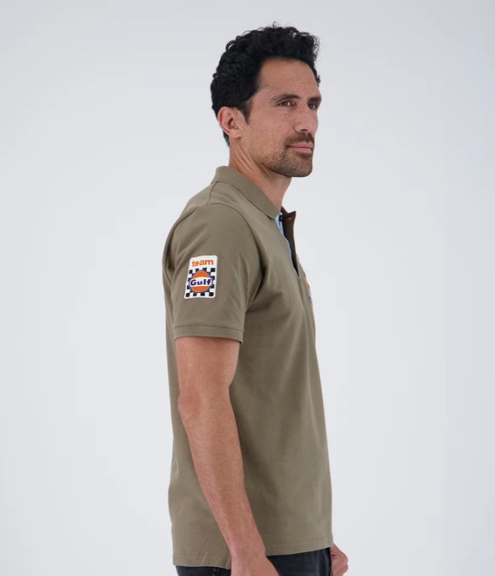 Polo homme Gulf Legend en coton, vert olive