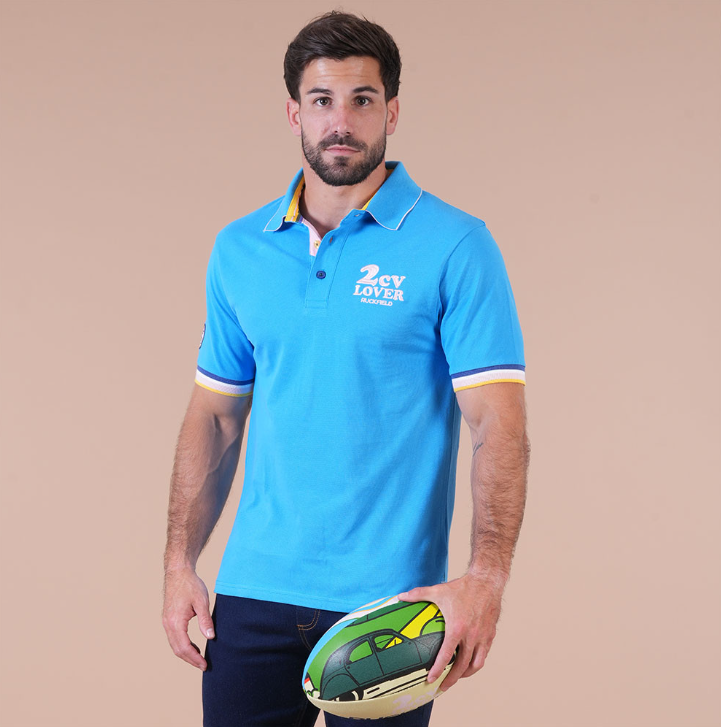 Polo bleu turquoise manches courtes Ruckfield x 2CV